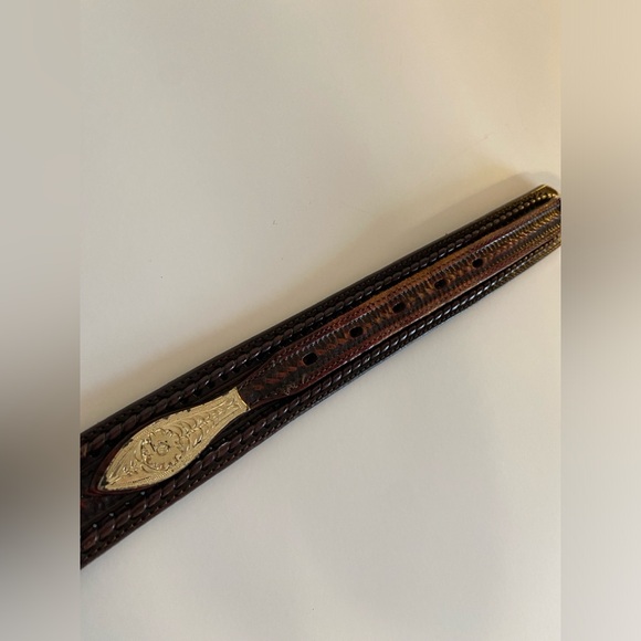 Vintage Resistol Leather Silver Tone Belt 36 Waist 36/90 Brown Full Grain - Picture 7 of 10